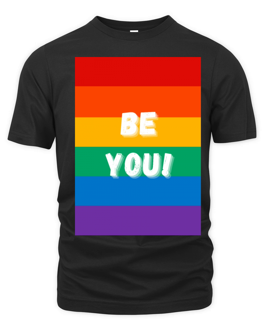 Be You LGBT Positive Quote Rainbow Colors Stripes Organic Unisex T-shirt