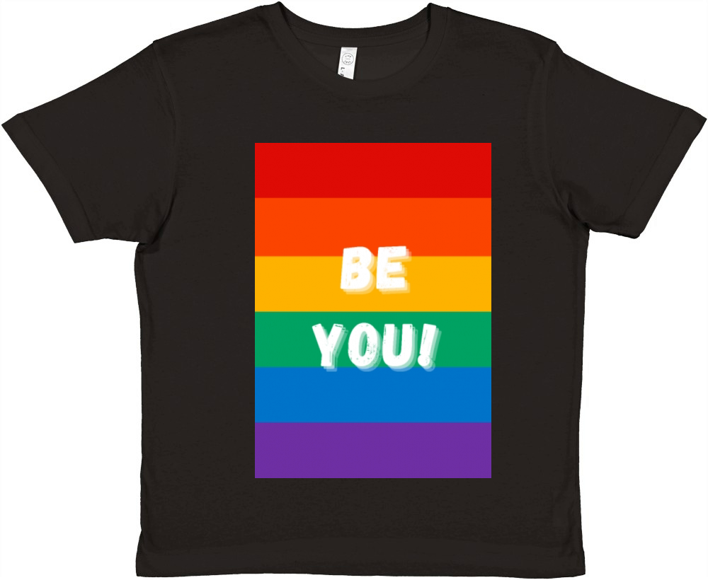 Be You LGBT Positive Quote Rainbow Colors Stripes Premium Kids Crewneck T-shirt