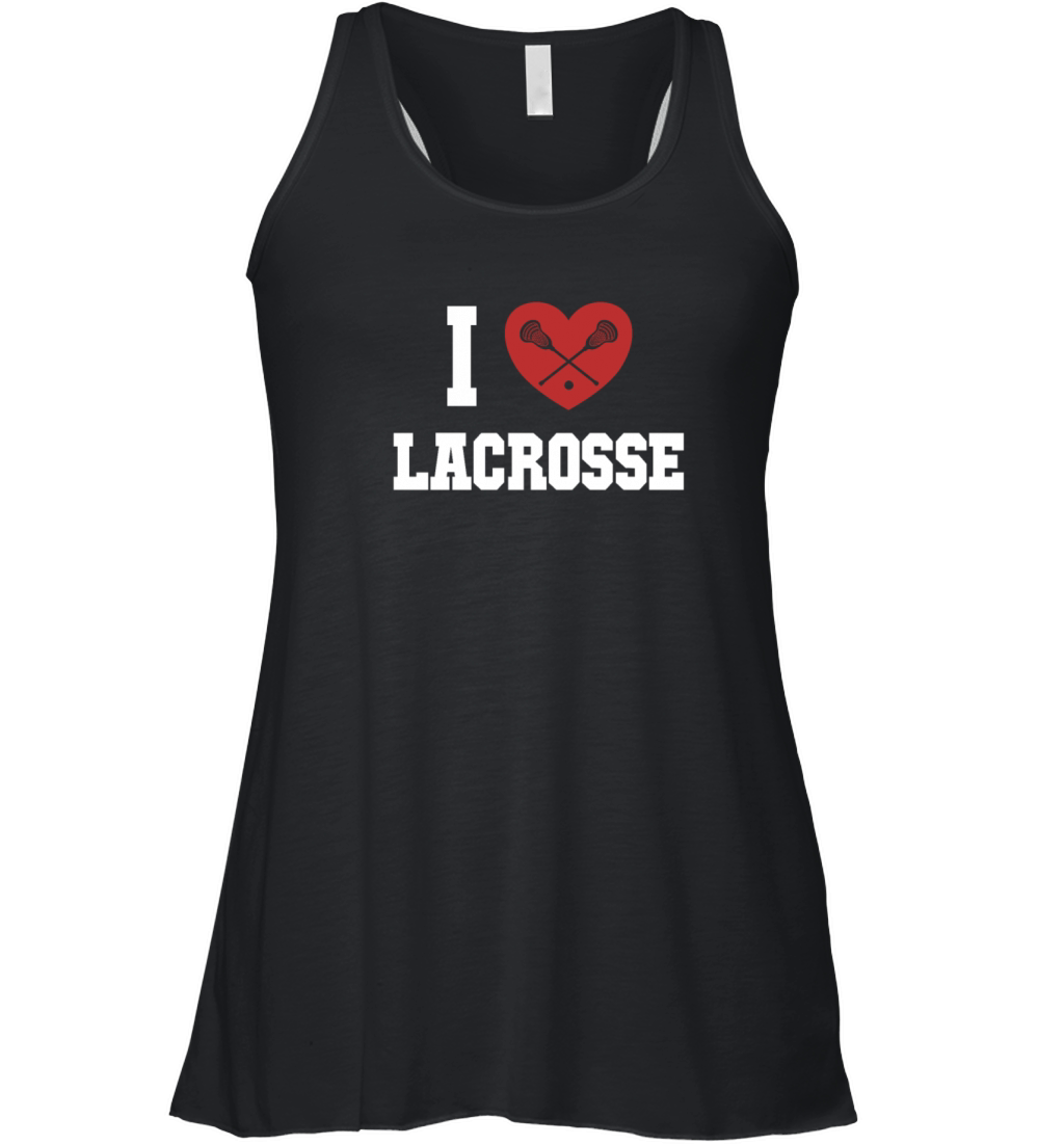 I love Lacrosse Fan Mom Goalie Lax Legend Lacrosse Women's Flowy Tank Top