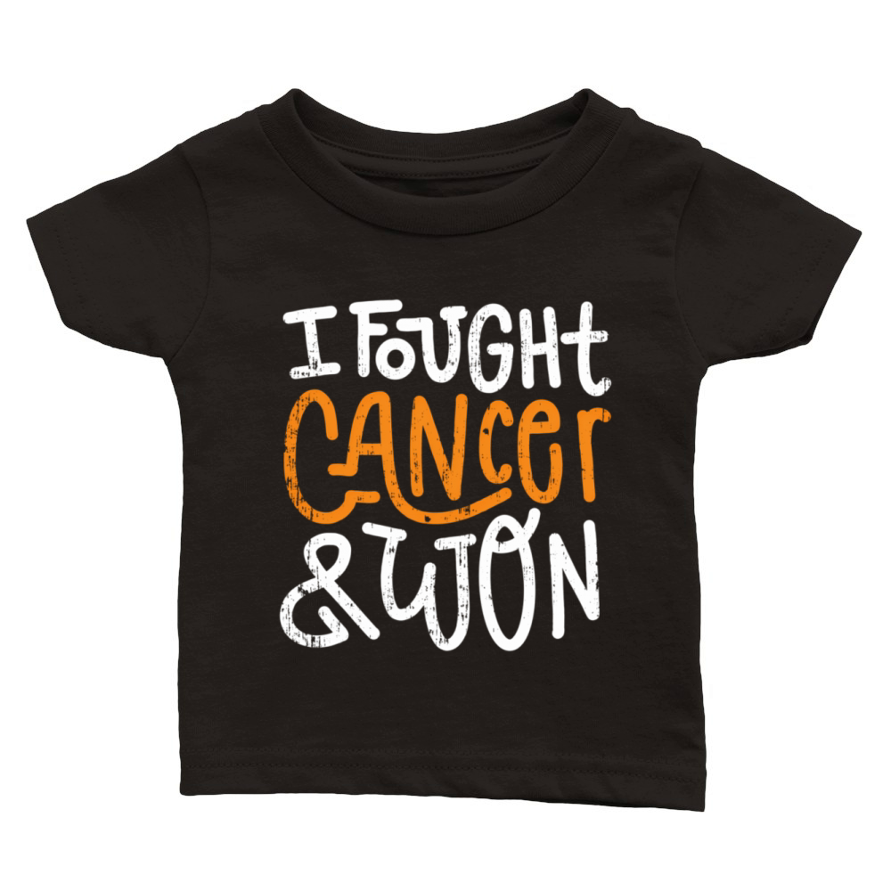 Ney Cancer Fought Orange Ribbon Cancer Survivor Classic Baby Crewneck T-shirt