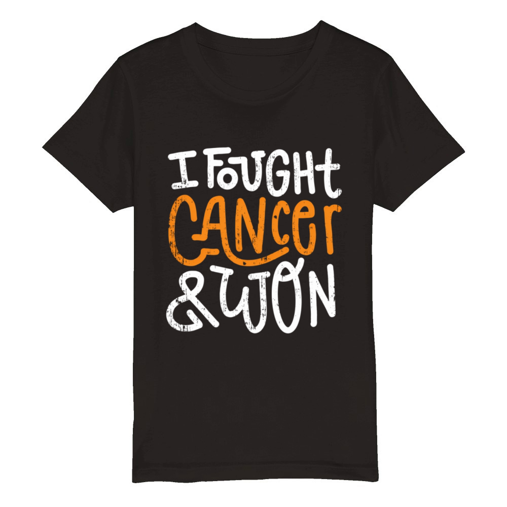 Ney Cancer Fought Orange Ribbon Cancer Survivor Organic Kids Crewneck T-shirt