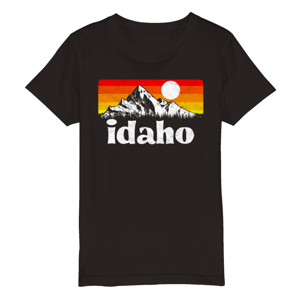 State Of Idaho Distressed Organic Kids Crewneck T-shirt