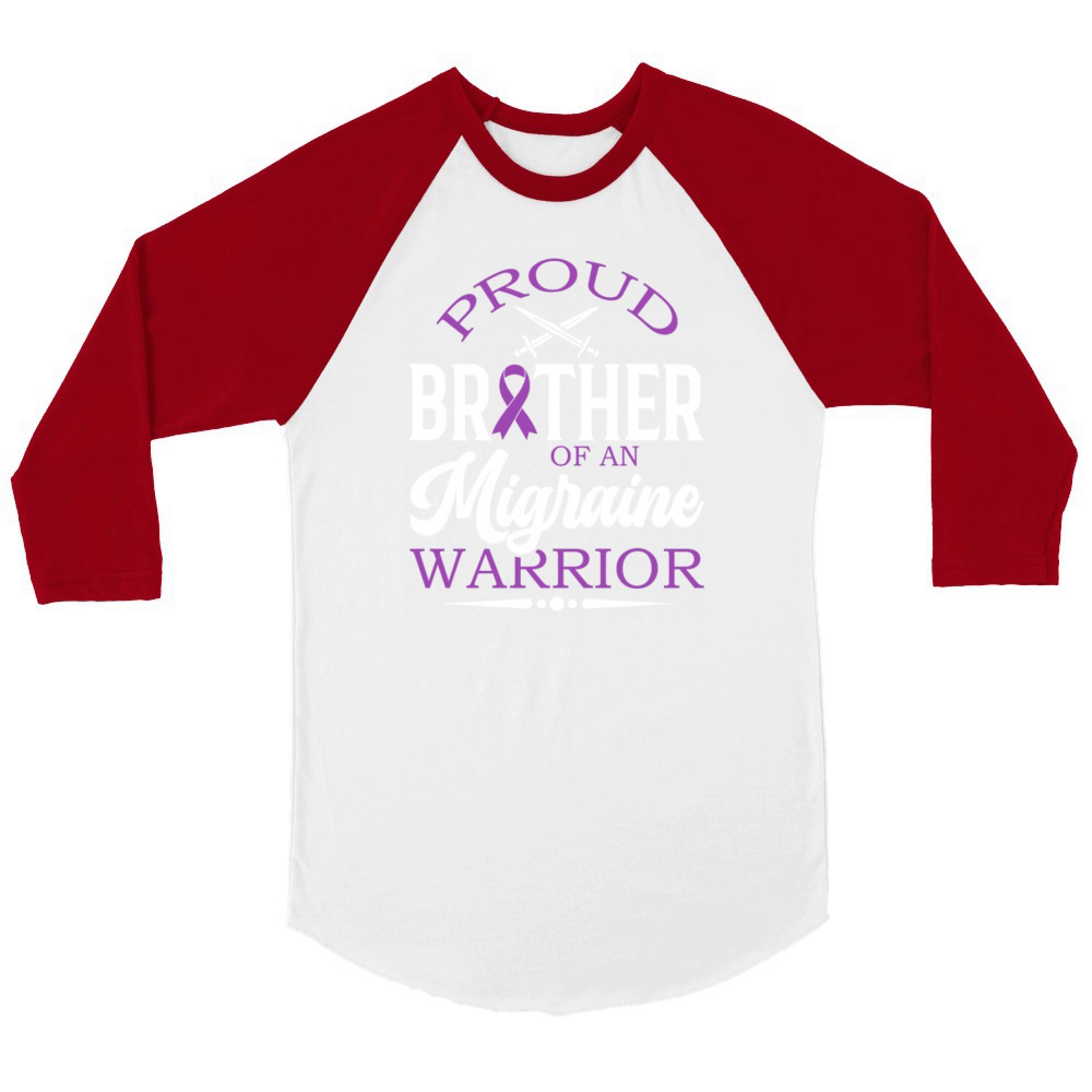 Proud Brother Of An Migrane Warrior Awareness Unisex ¾ sleeve Raglan T-shirt