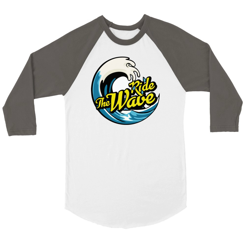 Ride the wave Beach Tropical Hello Summer Unisex ¾ sleeve Raglan T-shirt