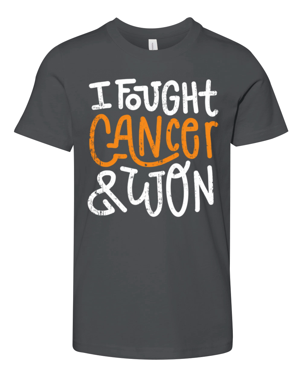 Ney Cancer Fought Orange Ribbon Cancer Survivor Youth Unisex Jersey Tee