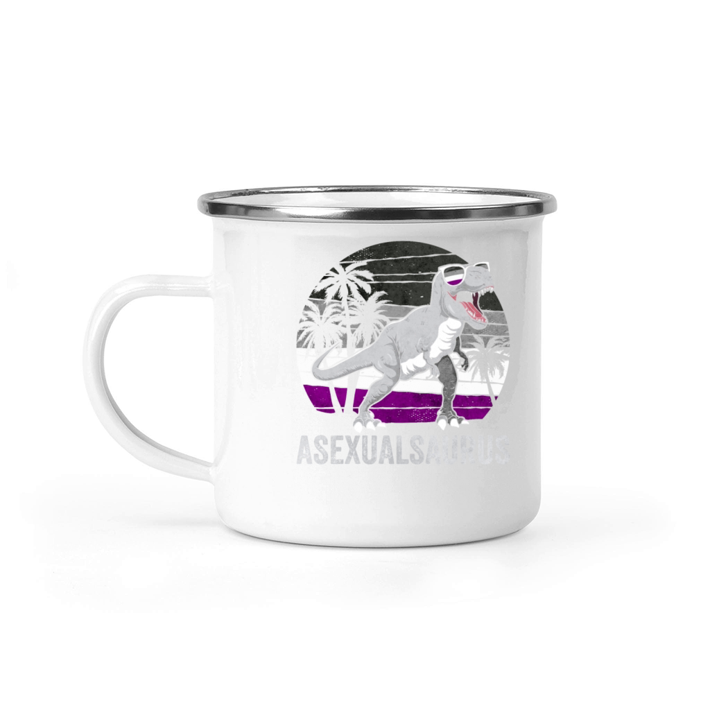 Asexual Pride Ace Flag Dinosaur Trex LGBTQ Camping Mug