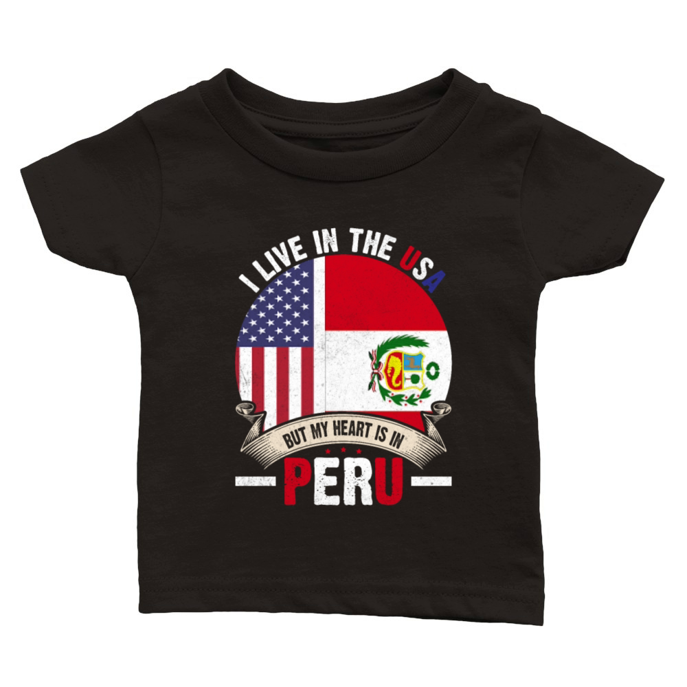Peruvian American Flag Patriot Roots Classic Baby Crewneck T-shirt