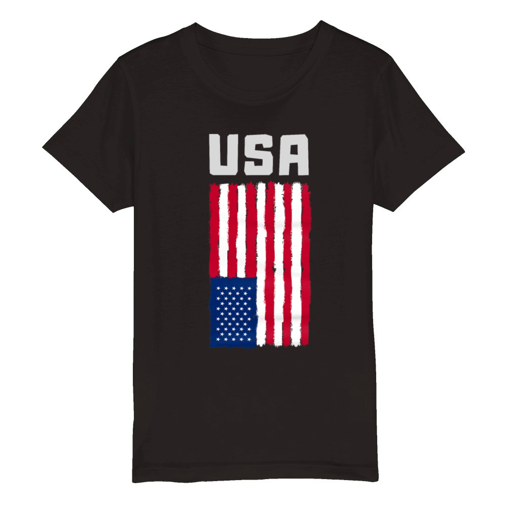USA Flag Patriotic 4th of July America day of Inde Organic Kids Crewneck T-shirt
