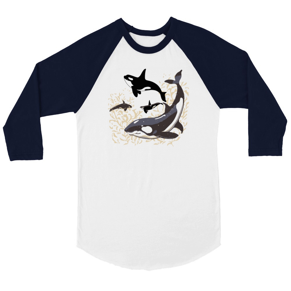 Life Is Better With Orcas Unisex ¾ sleeve Raglan T-shirt