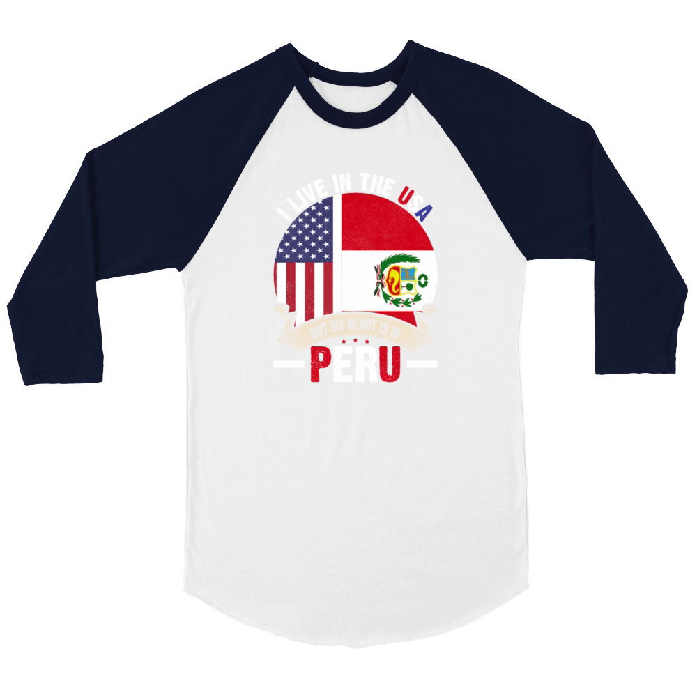 Peruvian American Flag Patriot Roots Unisex ¾ sleeve Raglan T-shirt