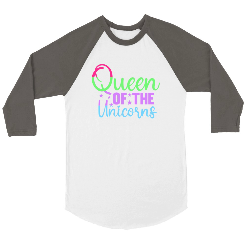 Queen of the Unicorns Unisex ¾ sleeve Raglan T-shirt