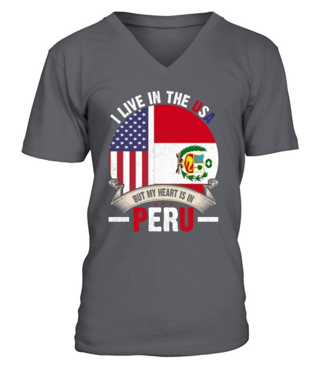 Peruvian American Flag Patriot Roots V-Neck T-shirt