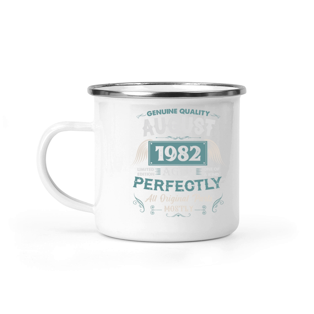 August 1982 Vintage Birthday Present Camping Mug