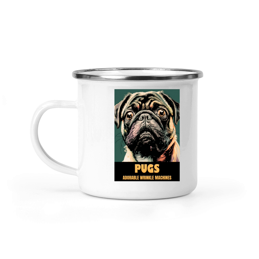Pug dog portrait with funny quote Camping Mug