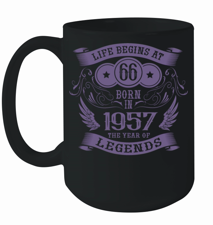 Life begins at 66 1957 Birthday Vintage Ceramic Mug