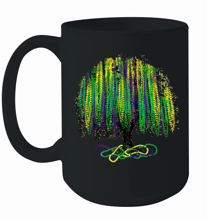 Mardi Gras Tree Beads New Orleans 2023 Watercolorp Ceramic Mug