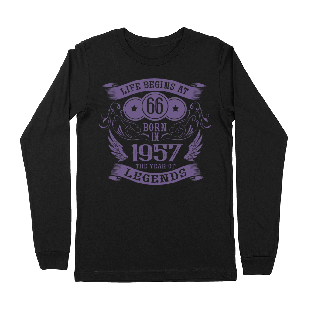 Life begins at 66 1957 Birthday Vintage Premium Long Sleeve