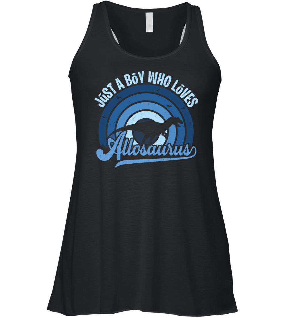 Funy Quote Just A Boy Who Loves An Allosaurus Blue Women's Flowy Tank Top