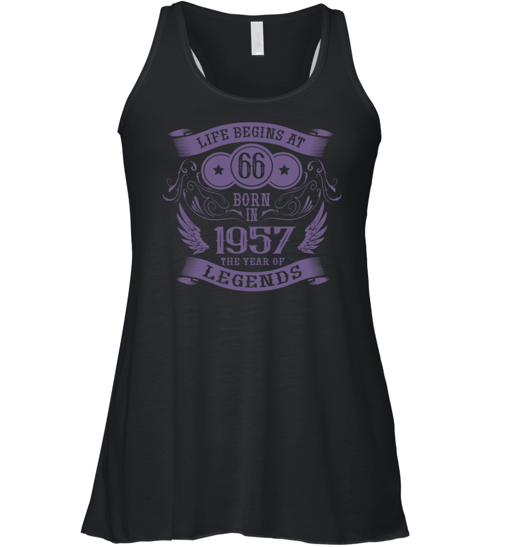 Life begins at 66 1957 Birthday Vintage Women's Flowy Tank Top