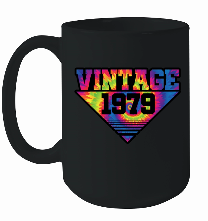Vintage 1979 Tie Dye Splash Color Triangle Ceramic Mug