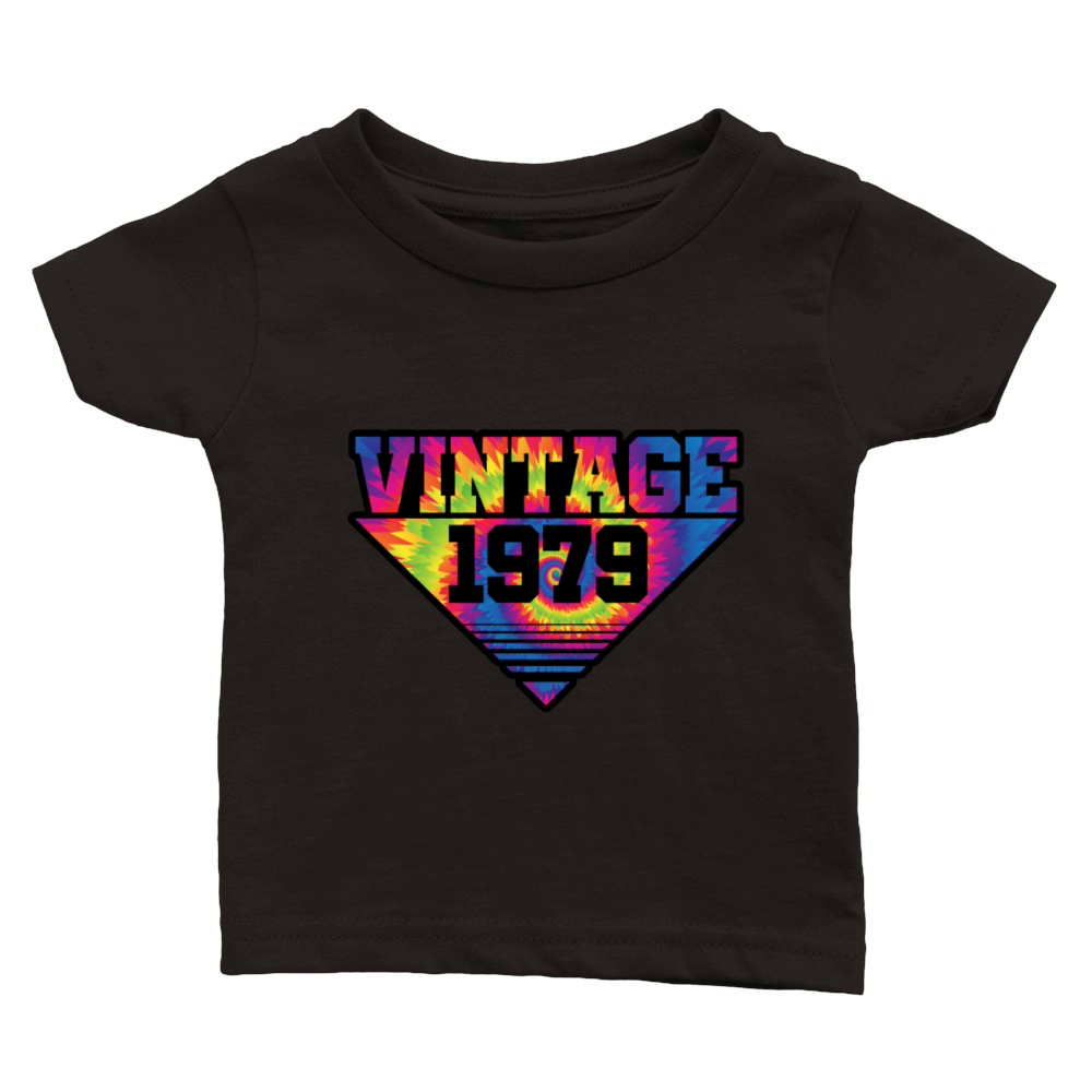 Vintage 1979 Tie Dye Splash Color Triangle Classic Baby Crewneck T-shirt