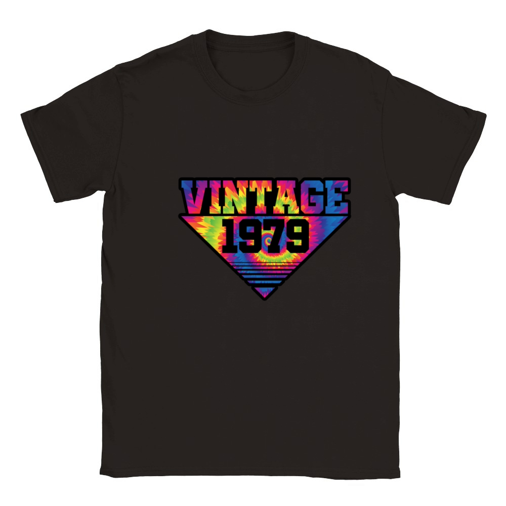 Vintage 1979 Tie Dye Splash Color Triangle Classic Kids Crewneck T-shirt