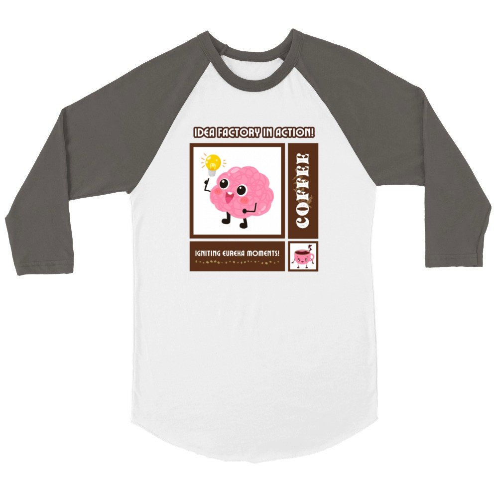 Brain idea factory in action Unisex ¾ sleeve Raglan T-shirt