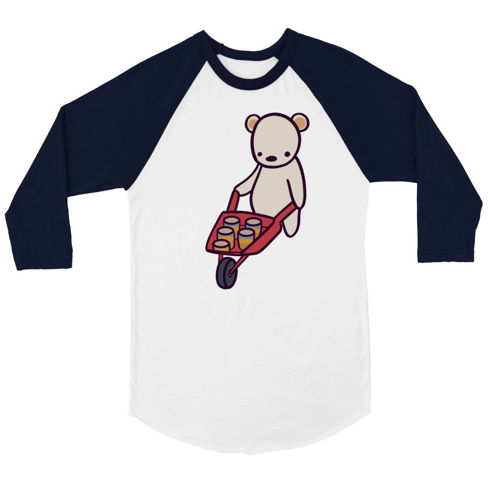 Polar Bear Honey Wheelbarrow Delivery Unisex ¾ sleeve Raglan T-shirt