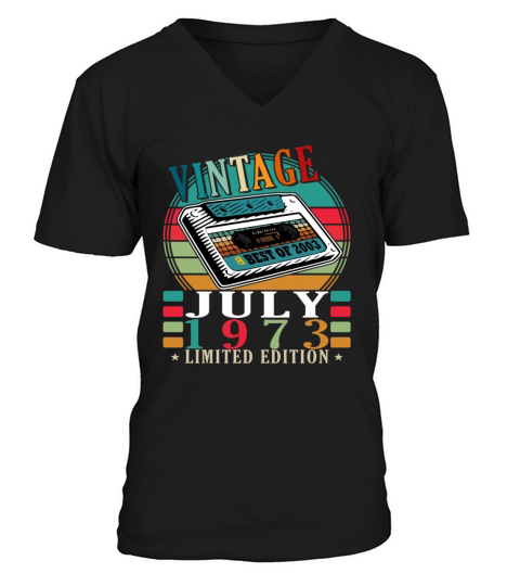 Vintage 1973 July Retro Birthday Gift V-Neck T-shirt