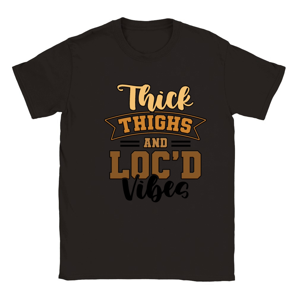 Thick Thighs Locd Vibes Afro Hair Black American Classic Kids Crewneck T-shirt