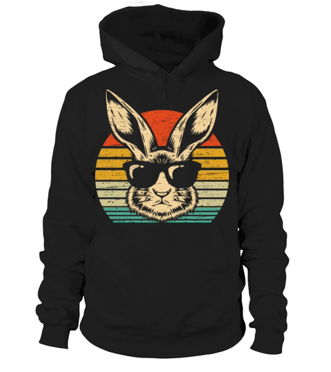 Easter Funny Vintage Bunny Sunglasses Hoodie Unisex