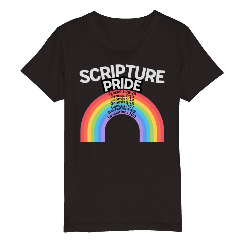 Scripture Pride Rainbow Organic Kids Crewneck T-shirt