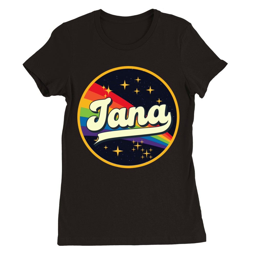 Jana Rainbow In Space Vintage Style Premium Womens Crewneck T-shirt