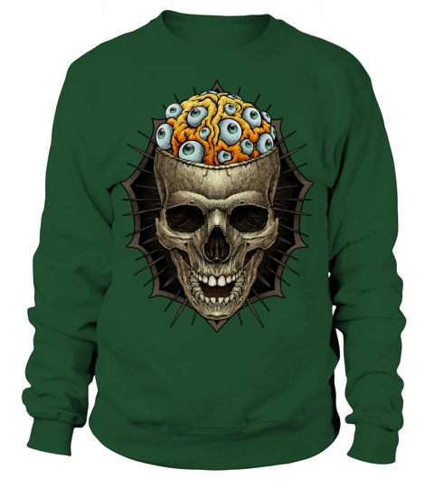 vintage skull and spooky brain with eyeball Sweatshirt Unisex