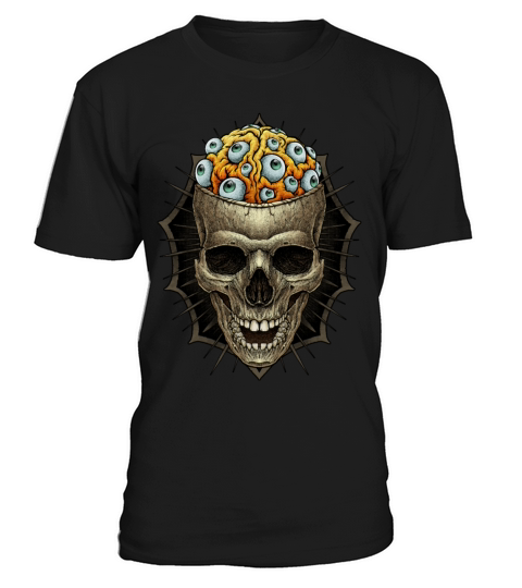 vintage skull and spooky brain with eyeball T-Shirt Unisex