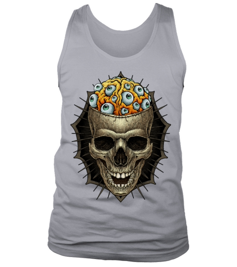 vintage skull and spooky brain with eyeball Tank Top Unisex