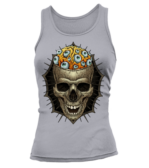 vintage skull and spooky brain with eyeball Tank top Woman