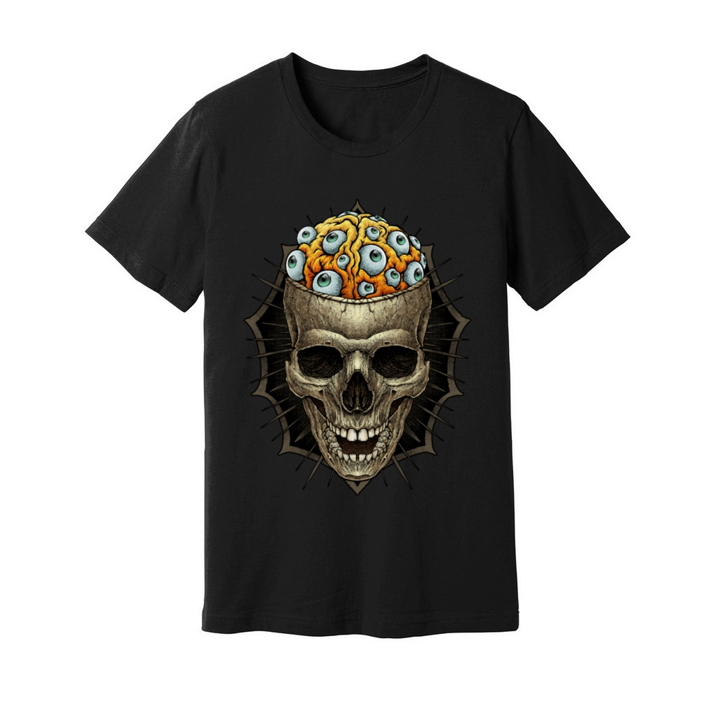 vintage skull and spooky brain with eyeball Unisex Jersey Tee