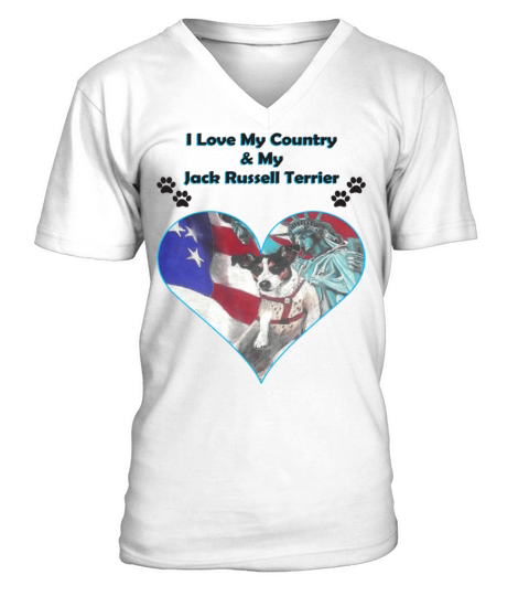 I Love My Country My Jack Russell Terrier V-Neck T-shirt