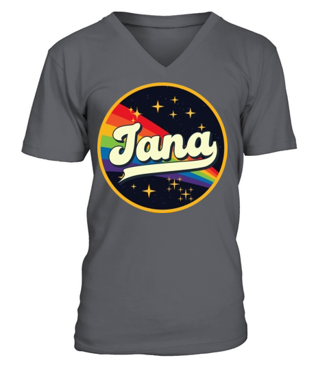 Jana Rainbow In Space Vintage Style V-Neck T-shirt