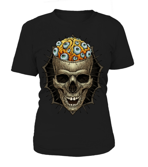 vintage skull and spooky brain with eyeball Women's T-Shirt
