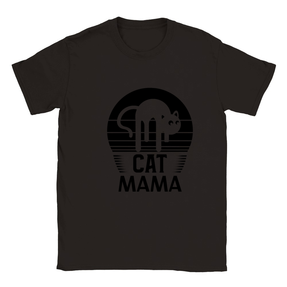Cat Mama Shirt Women Funny Cat Mom Vintage Tee Classic Kids Crewneck T-shirt