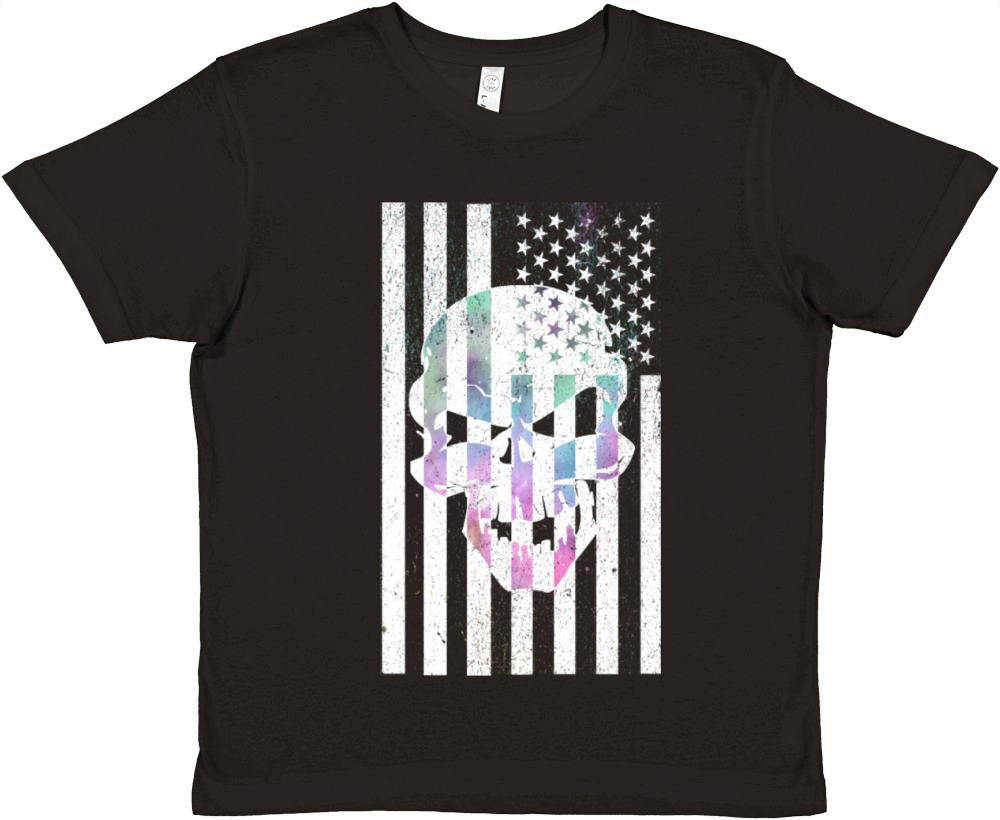 Cosmic Skull Usa Flag Premium Kids Crewneck T-shirt
