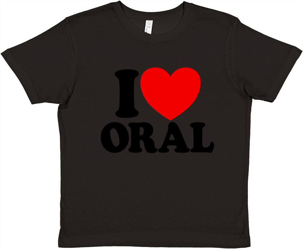I Love Oral Red Heart Funny Adult Dirty Humor Oral Premium Kids Crewneck T-shirt