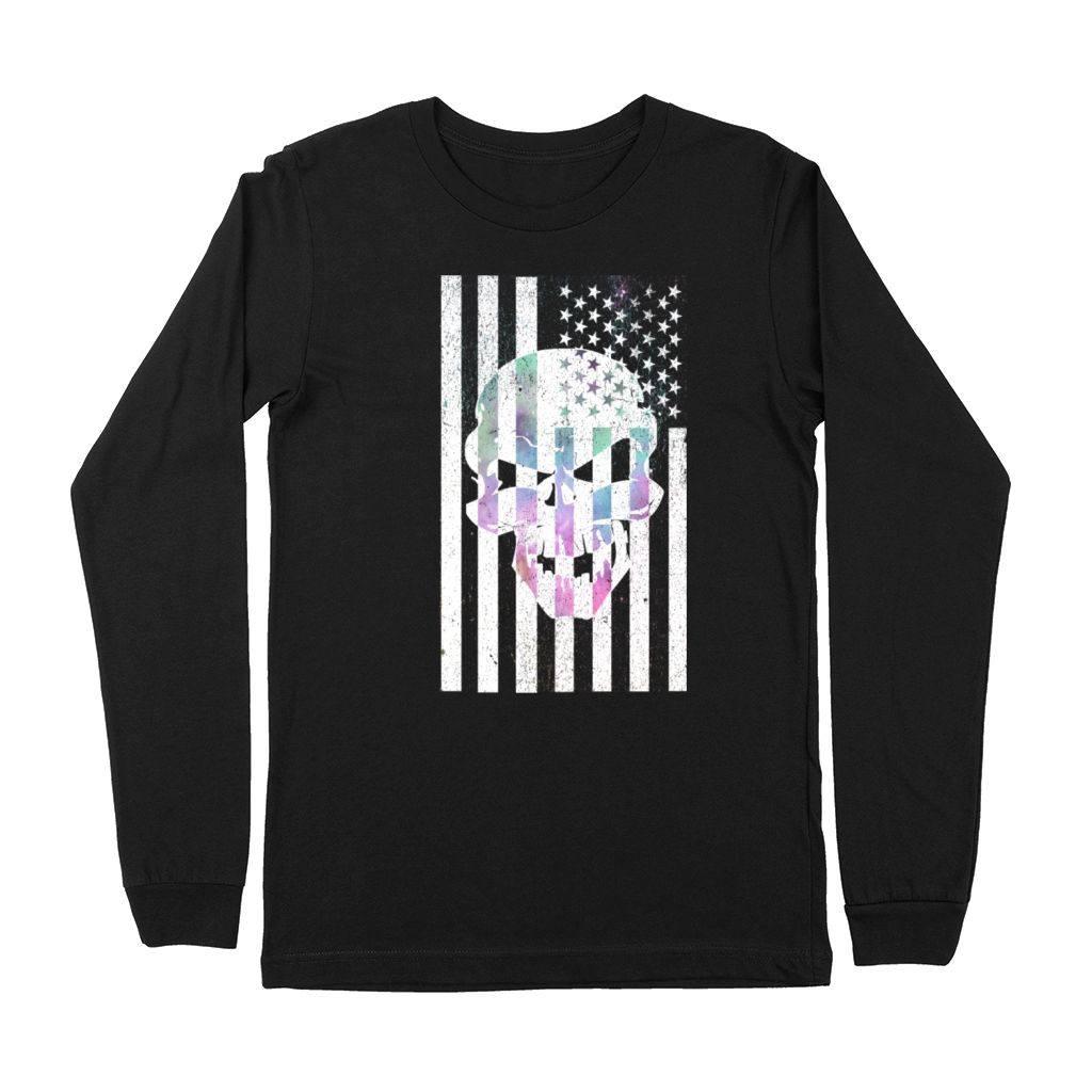 Cosmic Skull Usa Flag Premium Long Sleeve