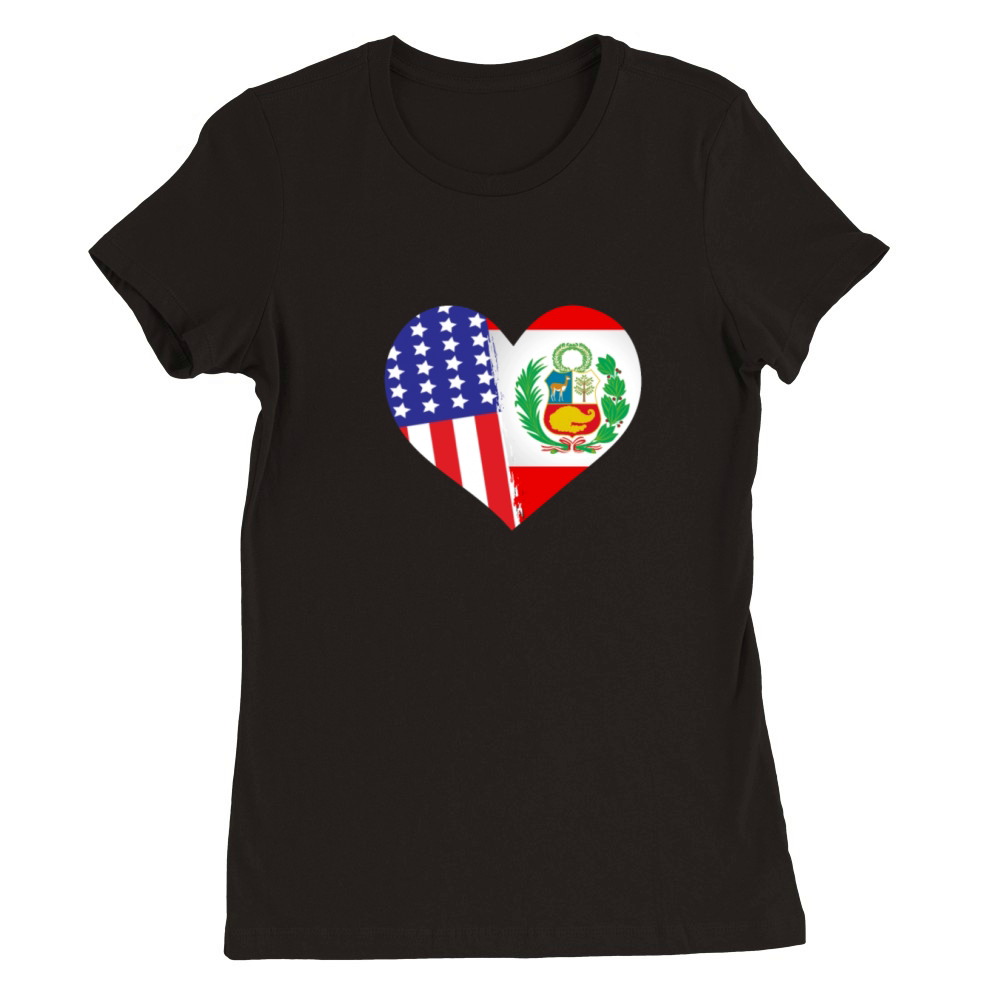 Peruvian American Flag Heart Roots Premium Womens Crewneck T-shirt