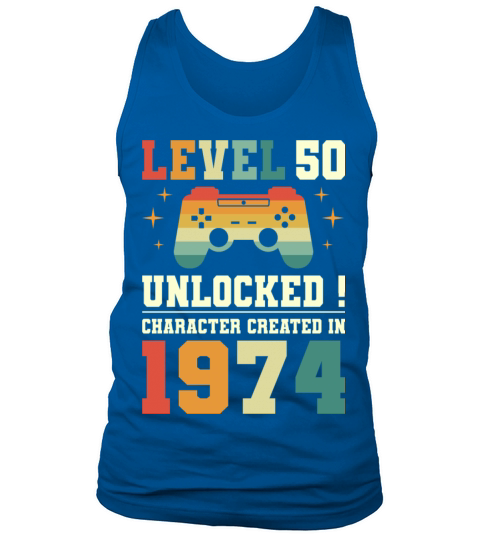 Geek Level 50 Unlocked 1974 50th Birthday Gamer Tank Top Unisex