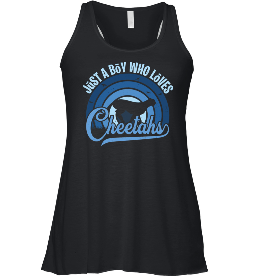 Funy Quote Just A Boy Who Loves A Cheetahs Blue Women's Flowy Tank Top