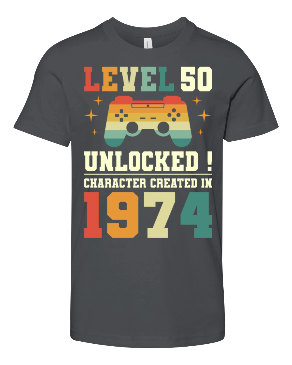 Geek Level 50 Unlocked 1974 50th Birthday Gamer Youth Unisex Jersey Tee