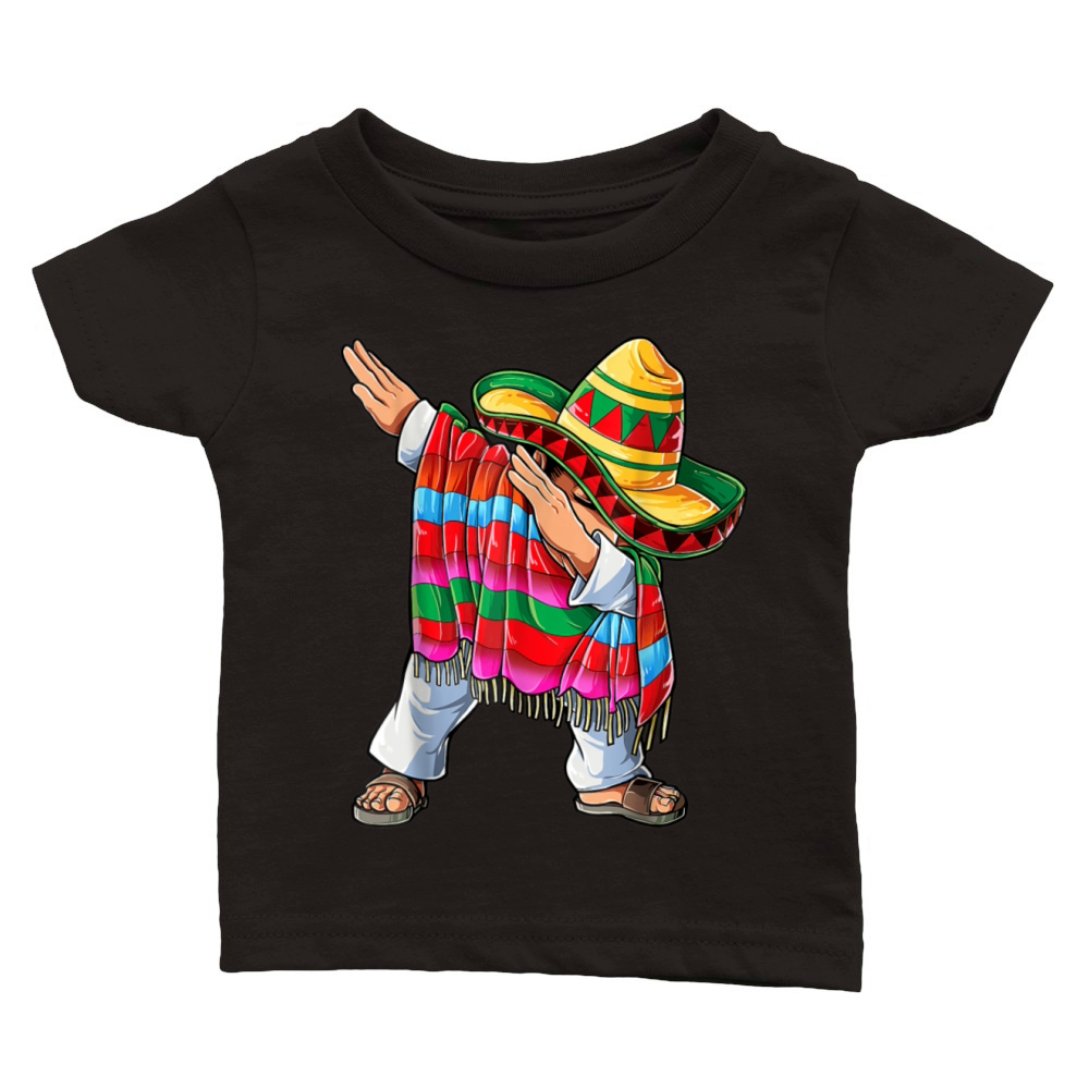 Dabbing Boys Men Mexican Dab Sombrero Poncho Cinco Classic Baby Crewneck T-shirt